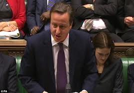 British prime minister, David Cameron tells the House of Commons the results of De Silva's review. He reneged on a promise by Tony Blair to set up a public inquiry.
