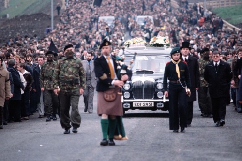Sands' funeral cortege winds through streets of Nationalist West Belfast
