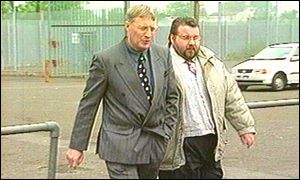 Clifford Peeples, on the right, leaves Long Kesh with Pastor Kenny McClinton