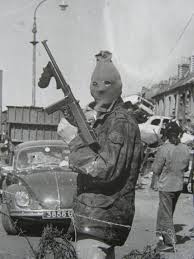 An IRA checkpoint in Derry, behind the barricades that made much of the city a no-go area fro British forces
