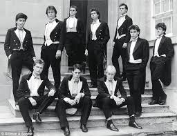 Cameron, standing second from left, with his Bullingdon buddies at Oxford