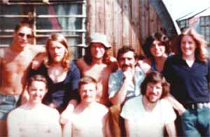 Gerry Adams, in Long Kesh seated (far right) with Brendan Hughes to his right and Bobby Sands to his left (both standing)